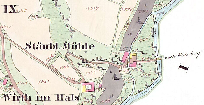 Ausschnitt aus der Urmappe des Jahres 1826